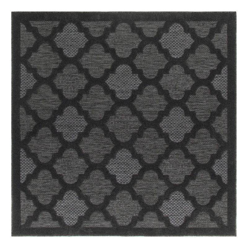 Nourison Easy Care 5' x Square Charcoal Black Fabric Modern Area Rug (5' Square)