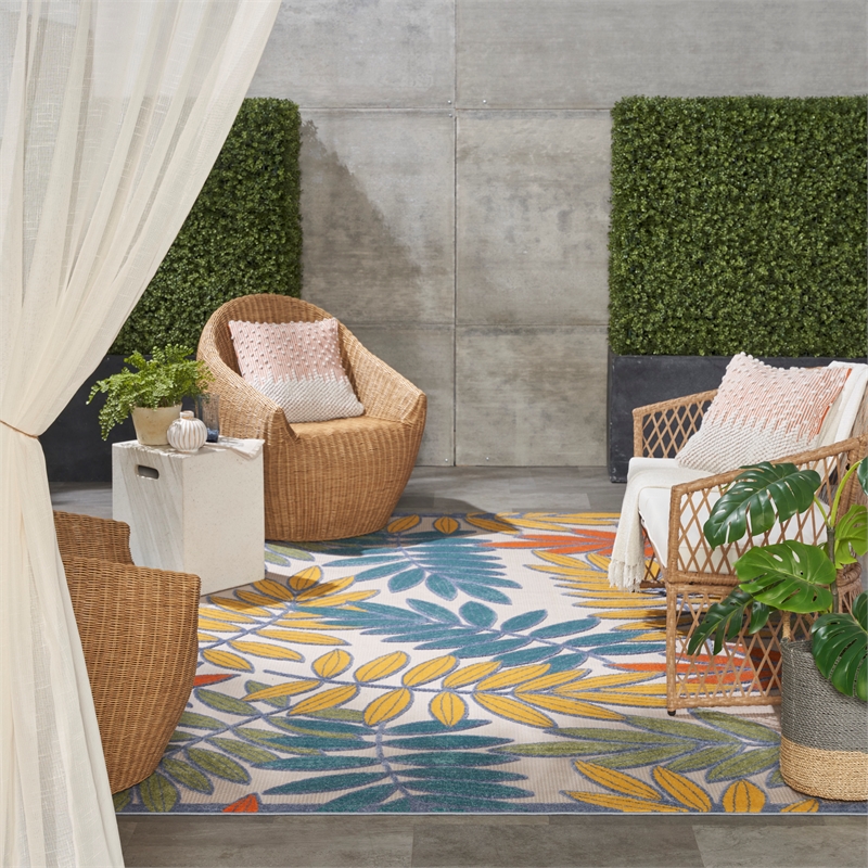 Nourison Aloha 10' x 14' Multicolor Fabric Tropical Area Rug (10' x 14')
