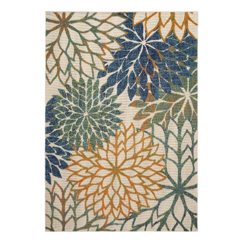 Nourison Aloha 4' x 6' Blue Green Fabric Tropical Area Rug (4' x 6')