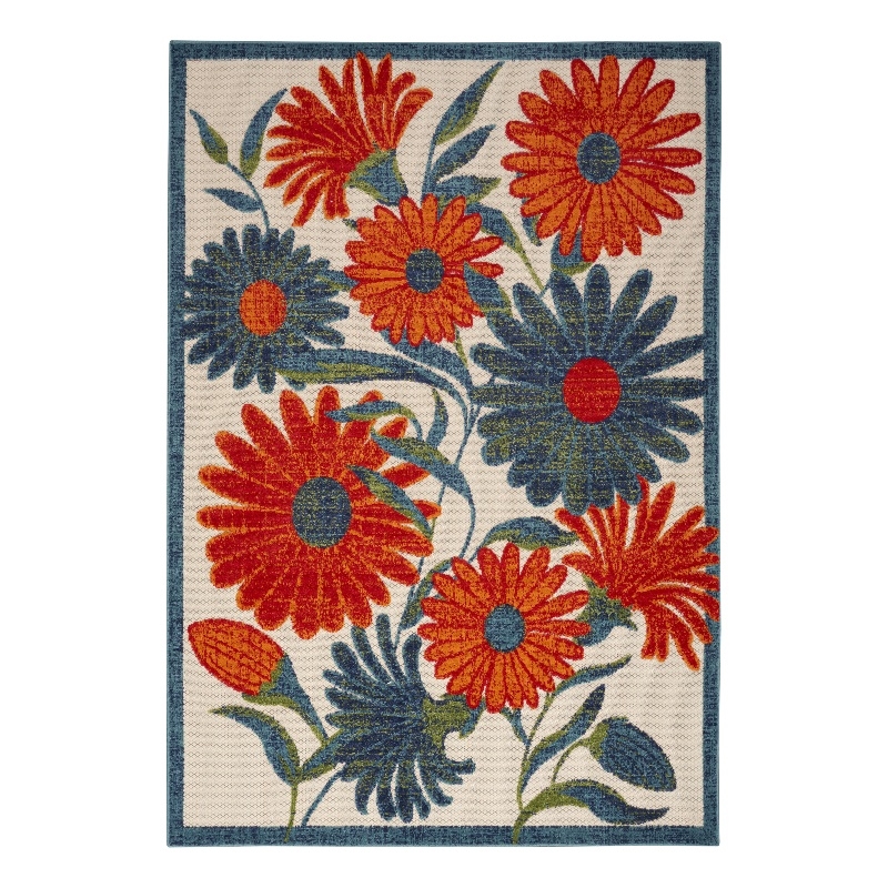 Nourison Aloha 6' x 9' Ivory Multicolor Fabric Outdoor Area Rug (6' x 9')