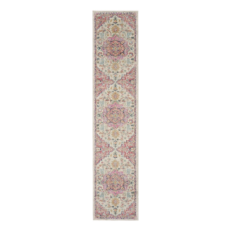 Nourison Passion 12' Runner Ivory Pink Fabric Bohemian Area Rug (12' Runner)