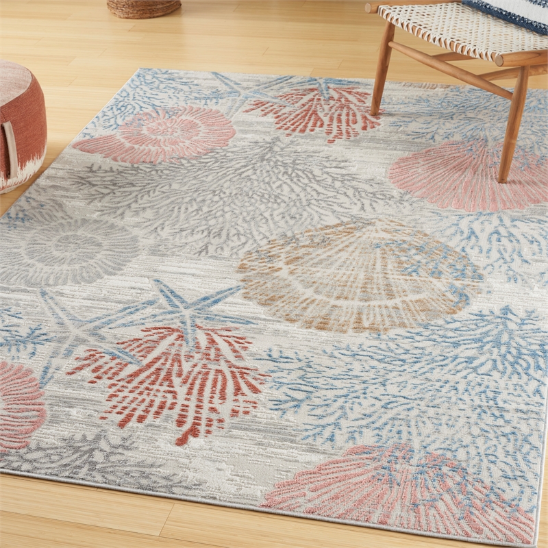 Nourison Pompeii 5' x 7' Multicolor Fabric Nautical & Beach Area Rug
