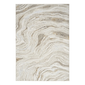 Nourison Glam 47x71&quot Rectangle Fabric Area Rug in Gray and Gold