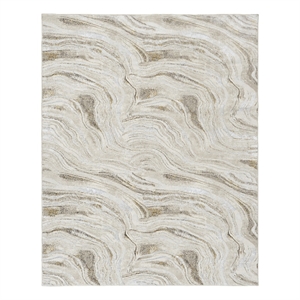 Nourison Glam 94x118&quot Rectangle Fabric Area Rug in Gold and Gray