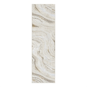 Nourison Glam 27x90&quot Runner Fabric Area Rug in Gray and Gold