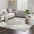 Nourison Pompeii 8' x Square Ivory Gray Blue Fabric Nautical & Beach Area Rug