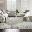 Nourison Pompeii 5' x Square Ivory Gray Blue Fabric Nautical & Beach Area Rug