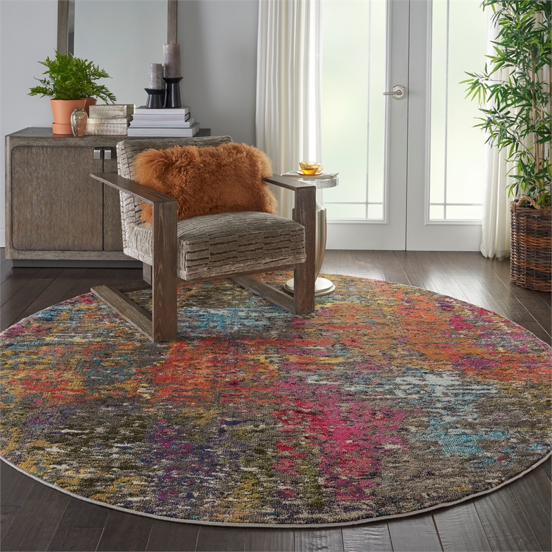 Nourison Home Celestial 8' x Round Fabric Sunset Area Rug