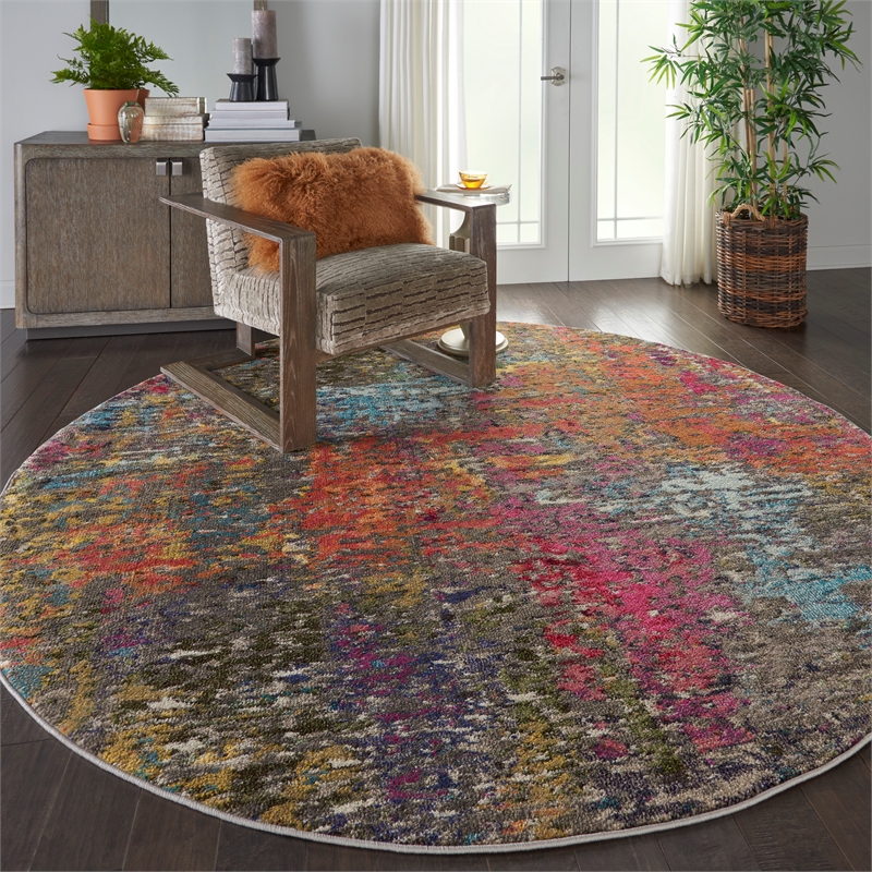 Nourison Home Celestial 8' x Round Fabric Sunset Area Rug