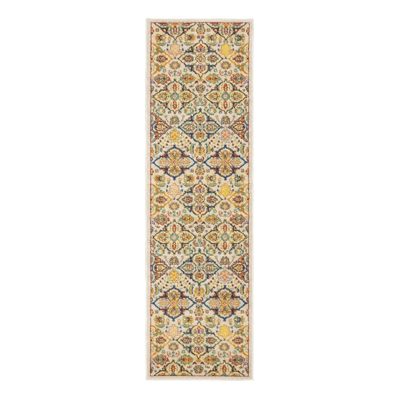 Nourison Allur 6' Runner Ivory Multicolor Fabric Bohemian Area Rug (6' Runner)