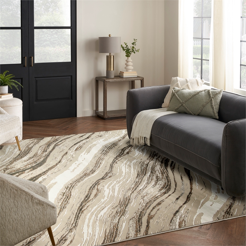 Nourison Home Eco-Friendly 8' x 10' Fabric Beige Grey Area Rug