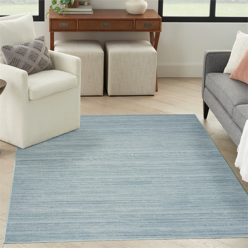 Nourison Home Washable Essentials 4' x 6' Fabric Aqua Area Rug