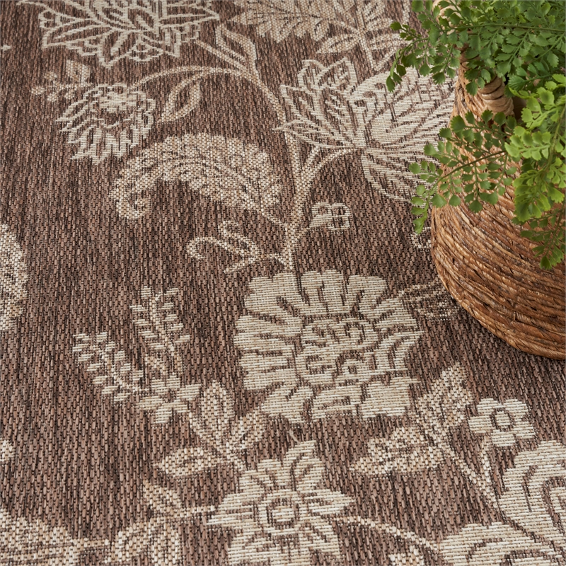 nourison home garden oasis 6' x 9' fabric mocha area rug