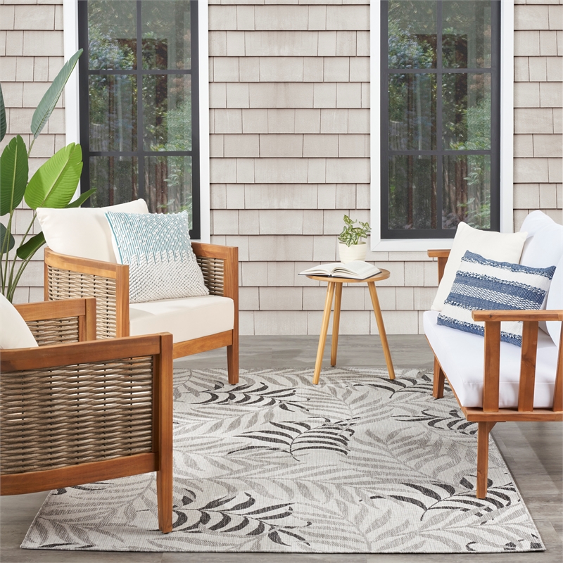 Nourison Home Garden Oasis 6' x 9' Fabric Grey Area Rug