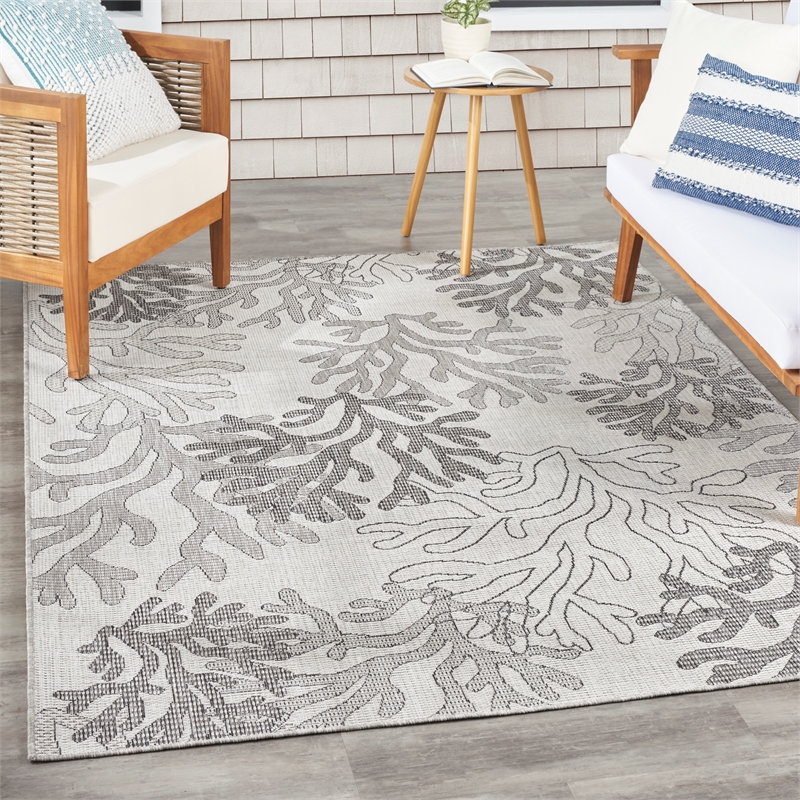 Nourison Home Garden Oasis 6' x 9' Fabric Grey Area Rug