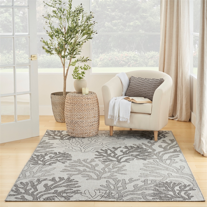 Nourison Home Garden Oasis 6' x 9' Fabric Grey Area Rug