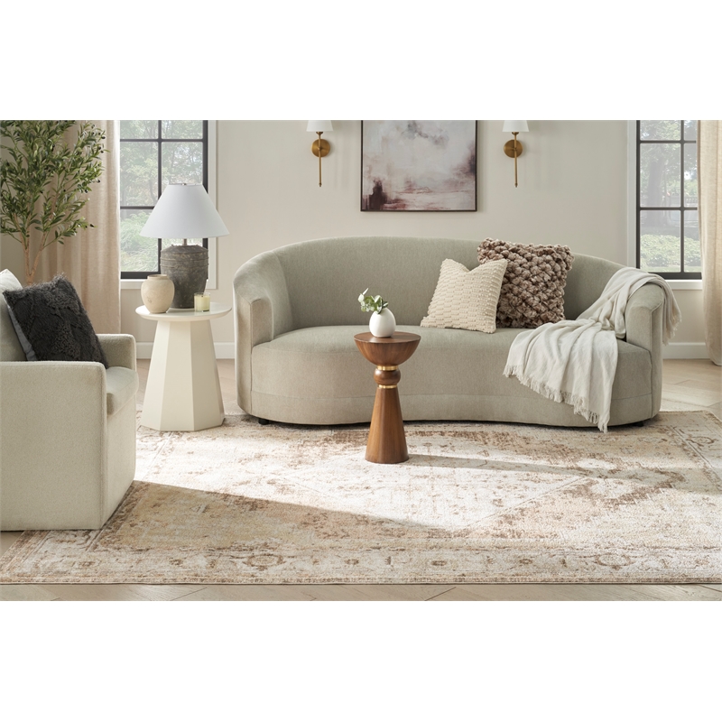 Nourison Astra Machine Washable 7' x 9' Beige Fabric Vintage Area Rug (7' x 9')