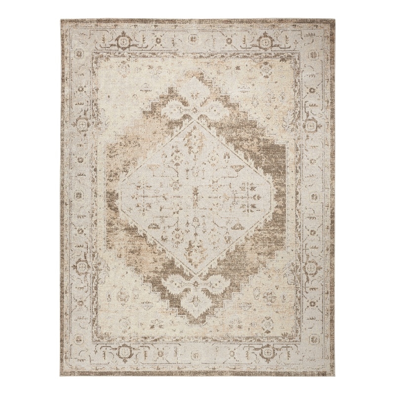 Nourison Astra Machine Washable 7' x 9' Beige Fabric Vintage Area Rug (7' x 9')