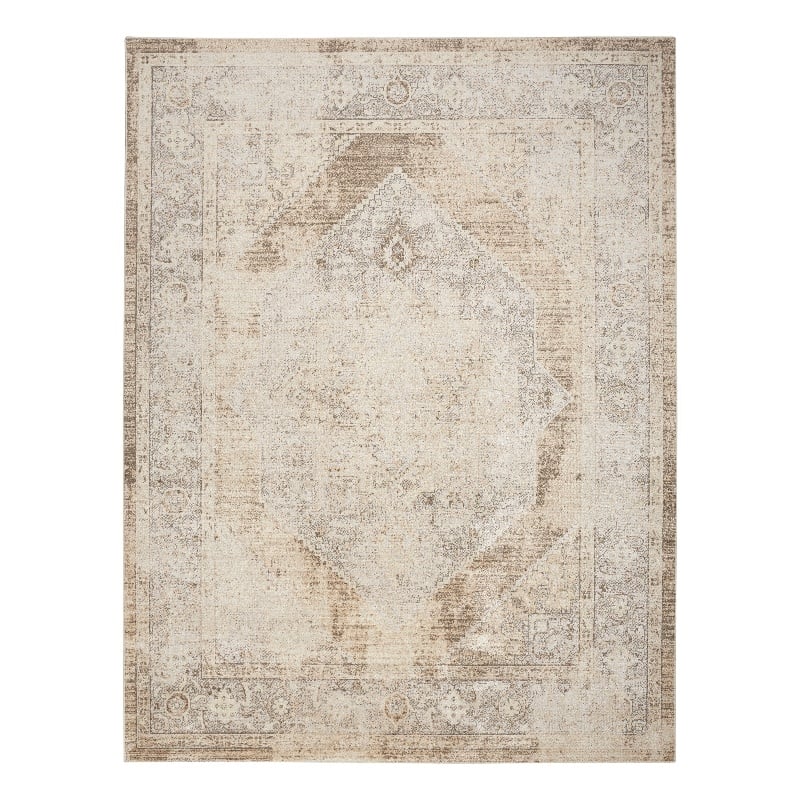 Nourison Home Astra Machine Washable 7' x 9' Fabric Beige Area Rug