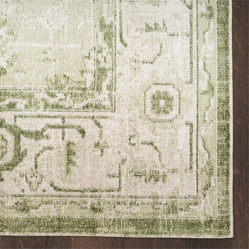 Nourison Home Astra Machine Washable 7' x 9' Fabric Ivory Green Area Rug