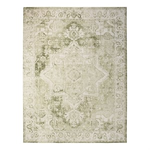 Nourison Home Astra Machine Washable 7' x 9' Fabric Ivory Green Area Rug