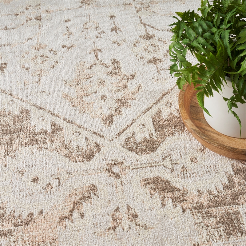 Nourison Home Astra Machine Washable 9' x 12' Fabric Beige Area Rug