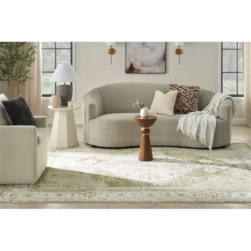 Nourison Home Astra Machine Washable 9' x 12' Fabric Ivory Green Area Rug