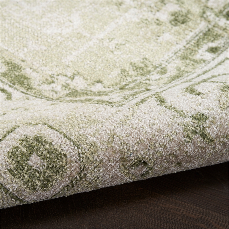 Nourison Home Astra Machine Washable 9' x 12' Fabric Ivory Green Area Rug