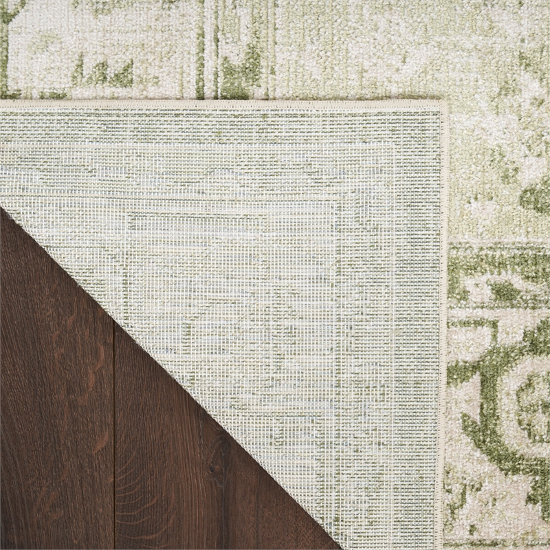 Nourison Home Astra Machine Washable 9' x 12' Fabric Ivory Green Area Rug
