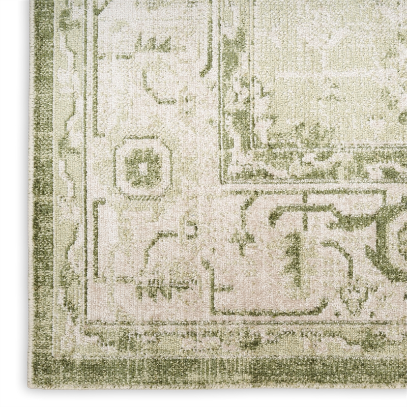 Nourison Home Astra Machine Washable 9' x 12' Fabric Ivory Green Area Rug