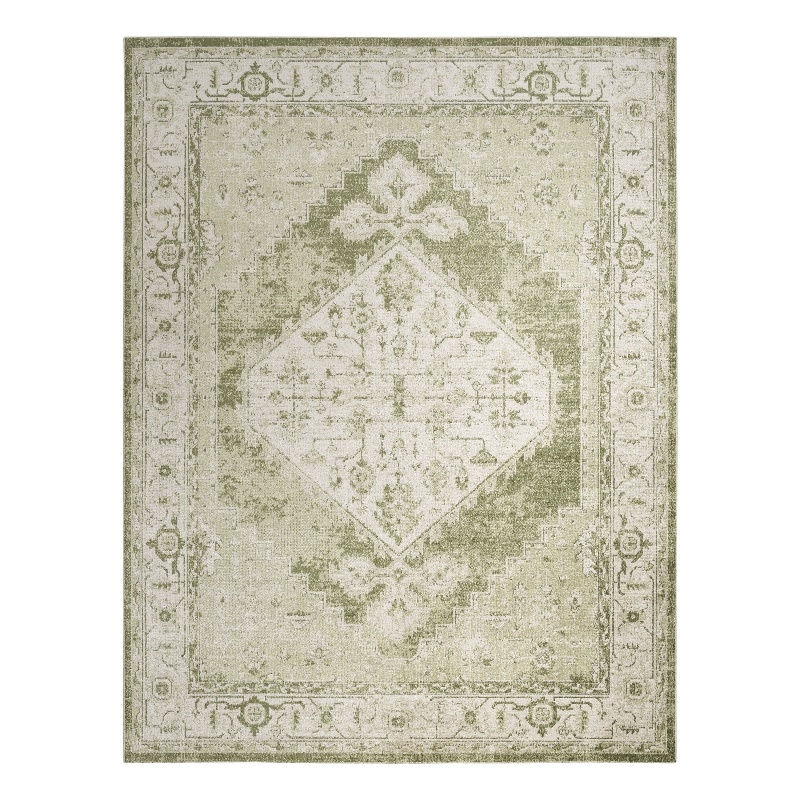 Nourison Home Astra Machine Washable 9' x 12' Fabric Ivory Green Area Rug