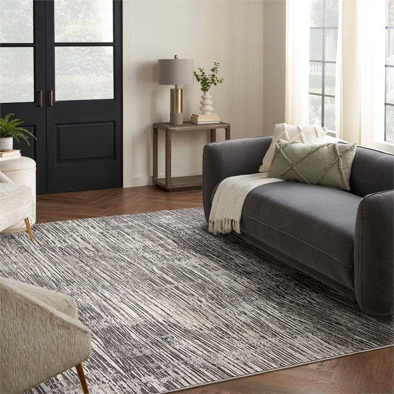 Nourison Home Eco-Friendly 8' x 10' Fabric Ivory Grey Area Rug