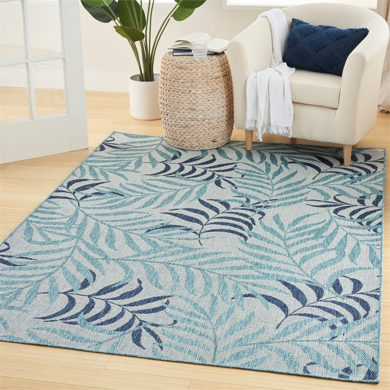 nourison home garden oasis 5' x 7' fabric blue area rug