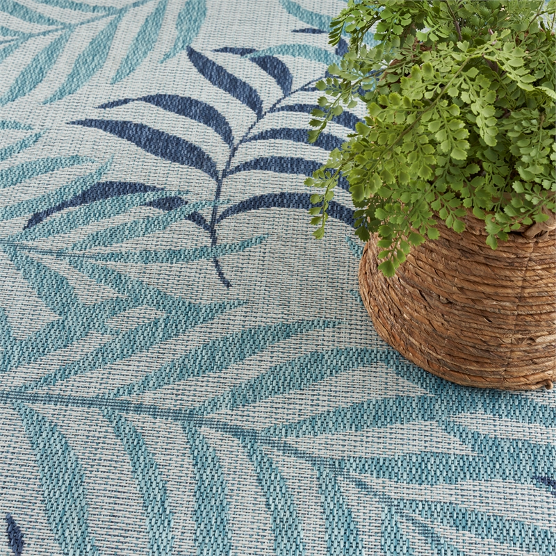 nourison home garden oasis 5' x 7' fabric blue area rug