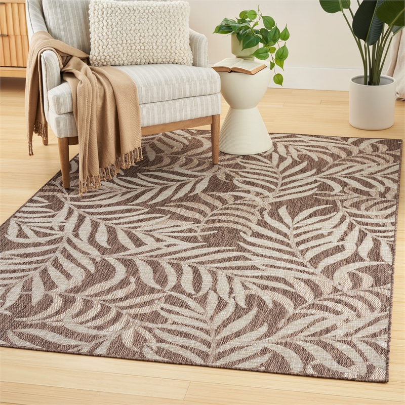 nourison home garden oasis 5' x 7' fabric mocha area rug