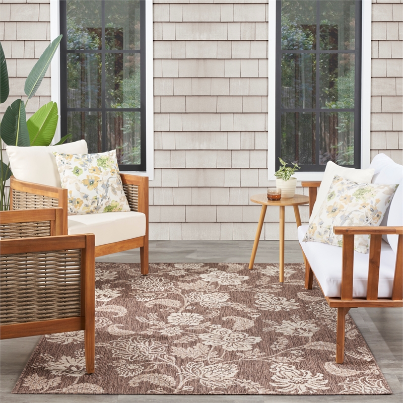 Nourison Home Garden Oasis 5' x 7' Fabric Mocha Area Rug