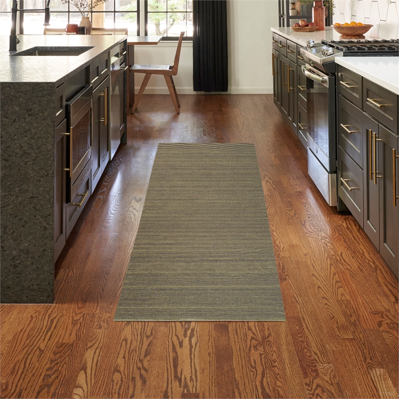 Nourison Home Washable Essentials 8' Runner Fabric Green Area Rug