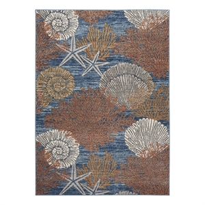 Nourison Pompeii 4' x 6' Blue Multicolor Fabric Nautical & Beach Area Rug