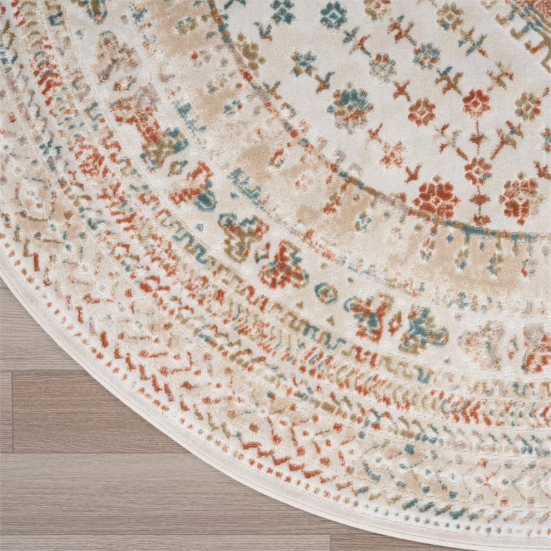 Nourison Home Thalia 8' x Round Fabric Beige Multicolor Area Rug