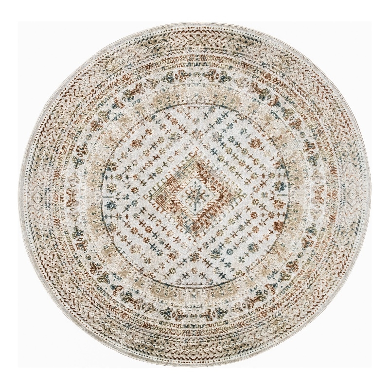 Nourison Home Thalia 8' x Round Fabric Beige Multicolor Area Rug