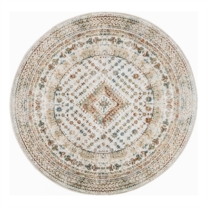 Nourison Home Thalia 8' x Round Fabric Beige Multicolor Area Rug