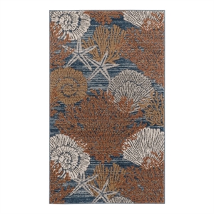 Nourison Pompeii 3' x 5' Blue Multicolor Fabric Nautical & Beach Area Rug