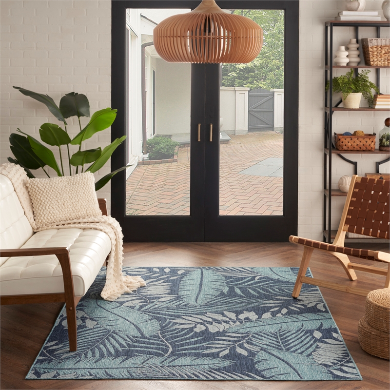 Nourison Home Garden Oasis 4' x 6' Fabric Navy Area Rug