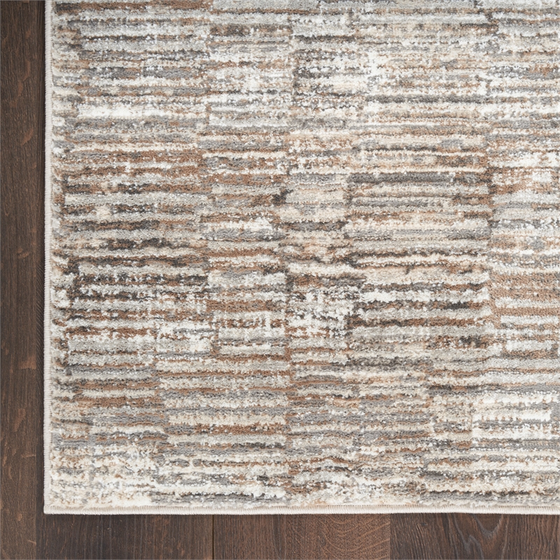 Nourison Home Eco-Friendly 8' Runner Fabric Ivory Mocha Area Rug