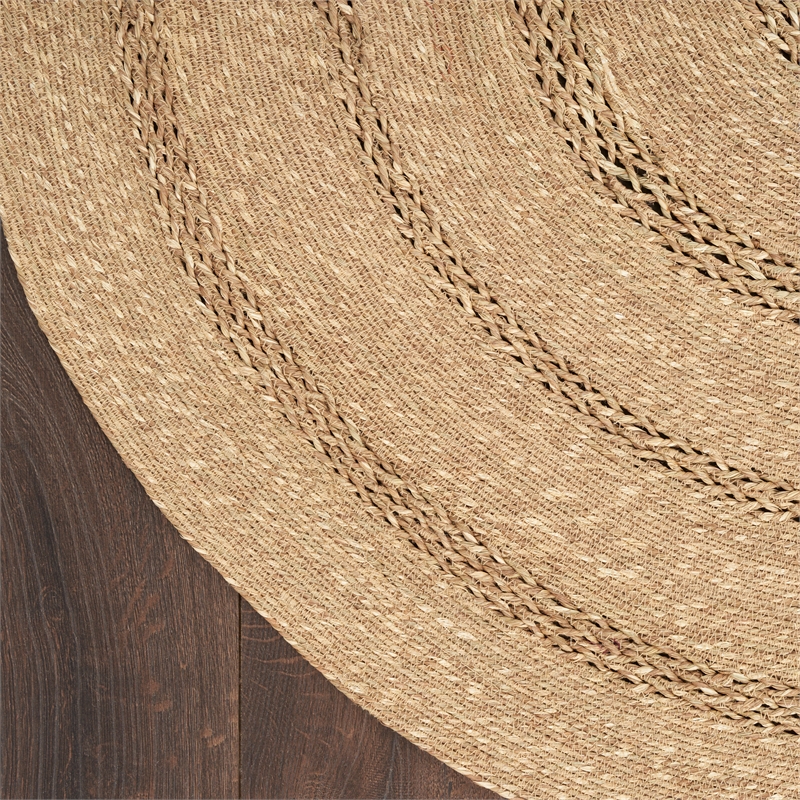 Nourison Home Natural Seagrass 8' x Round Fabric Natural Area Rug