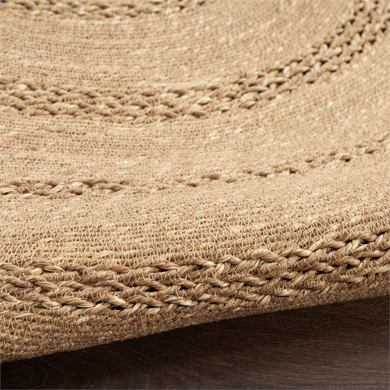 Nourison Home Natural Seagrass 8' x Round Fabric Natural Area Rug
