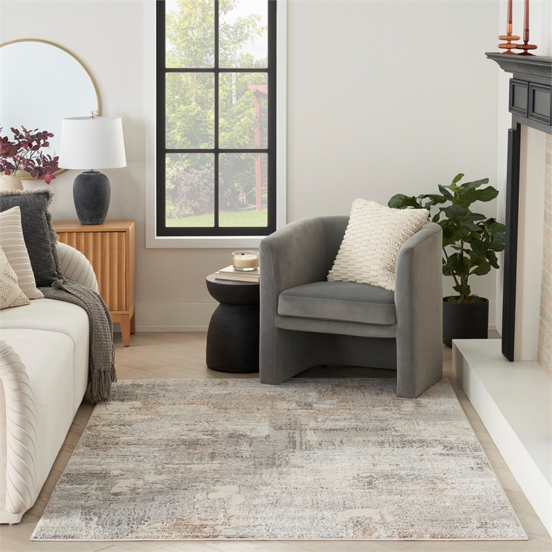 Nourison Home Eco-Friendly 6' x 9' Fabric Beige Grey Area Rug