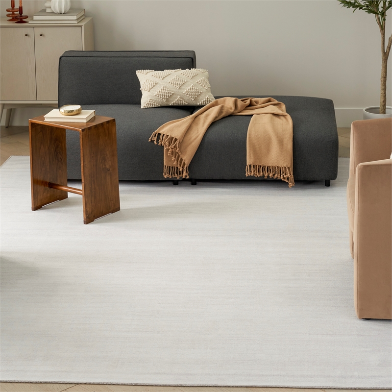 Nourison Home Washable Essentials 9' x 12' Fabric Ivory Grey Area Rug