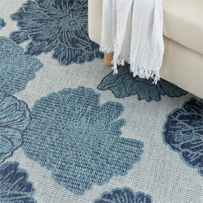 Nourison Home Garden Oasis 4' x 6' Fabric Blue Area Rug