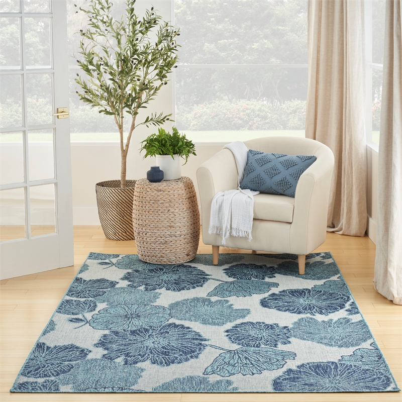 Nourison Home Garden Oasis 4' x 6' Fabric Blue Area Rug